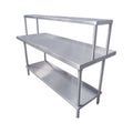 Mesa de trabajo con repisa superior y entrepaño en acero inoxidable