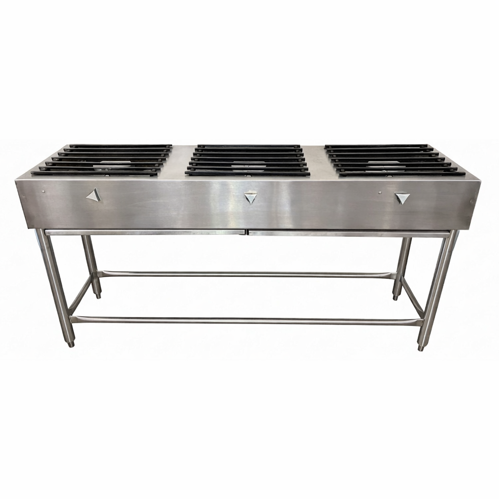 Parrilla horizontal de acero inoxidable con quemadores